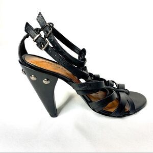 Aldo black leather strappy heeled sandals size 7.5